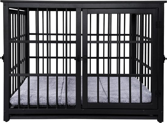 Hundebox – Box für kleine und mittelgroße Hunde – Hundehütte – für den Innenbereich – inklusive Hundekissen – 91 cm x 60 cm x 74 cm