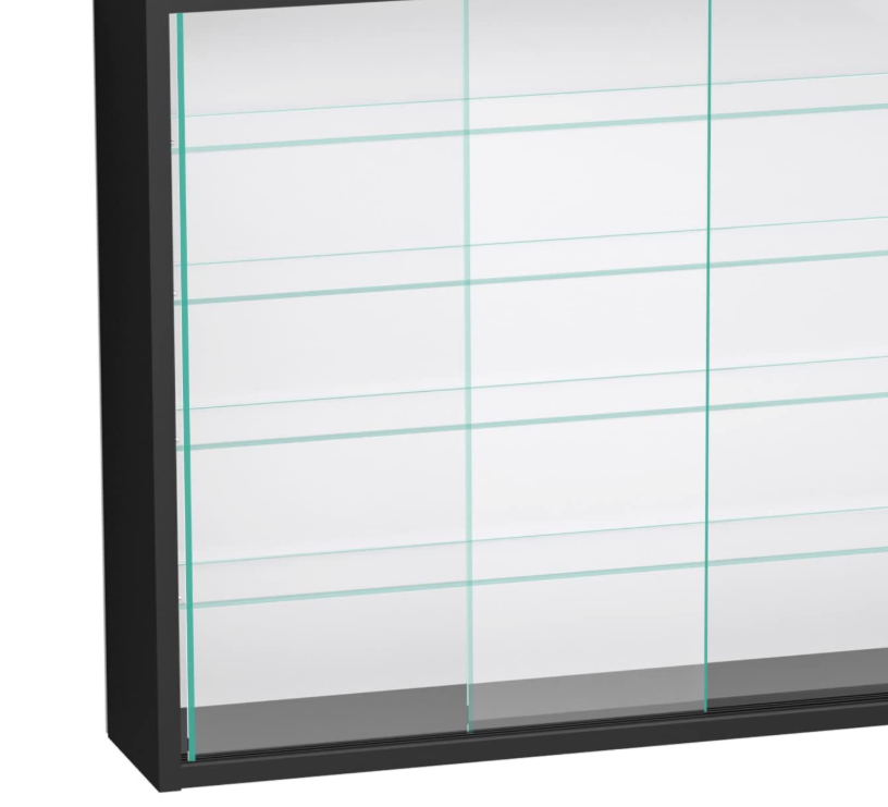 VDD Vitrine – Wandvitrine mit Schiebetüren – 75 x 55 x 14 cm – Schwarz