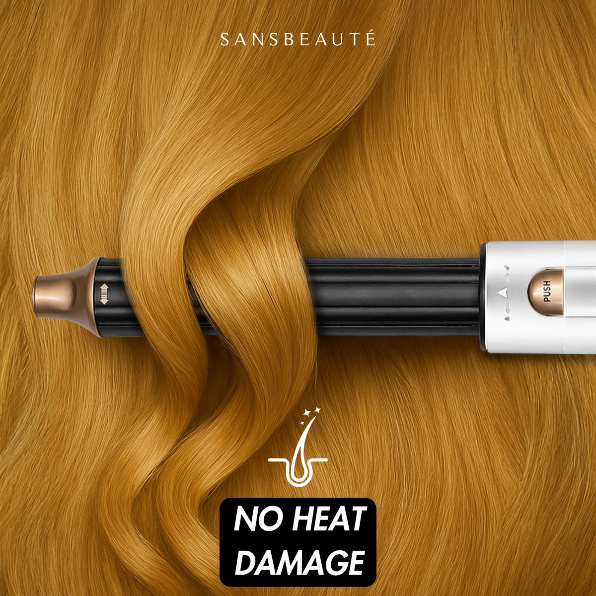 Sansbeauté 4-in-1 Airstyler - Multistyler - Föhnbürste - Lockenbürste - Stylingbürste - 1400W - Ionen-Technologie - Weiß/Gold