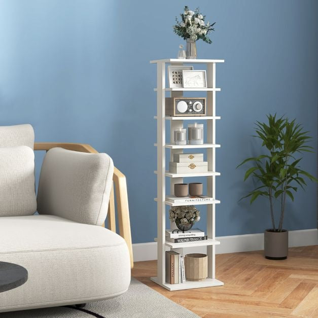Coast Holzschuhregal 8-stufig - 28,5 x 25,5 x 110 cm - weiß