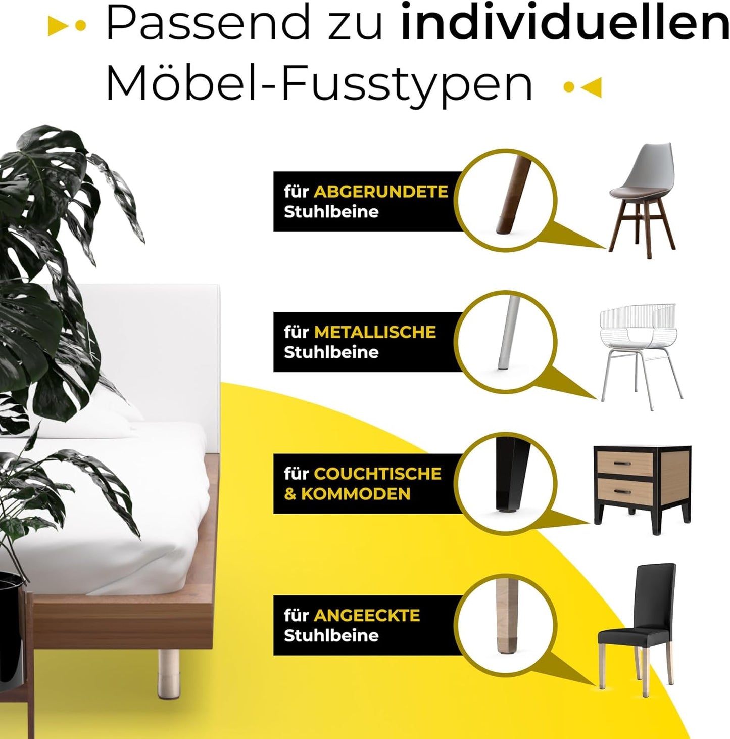 Five Dots - Satz mit 16 Stuhlbeinkappen - Rund