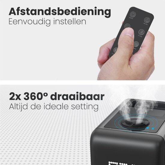 Auronic Luftbefeuchter - 3 Wärmestufen - 6L Tankkapazität - 70m2 - Wasserfilter inklusive - Schwarz