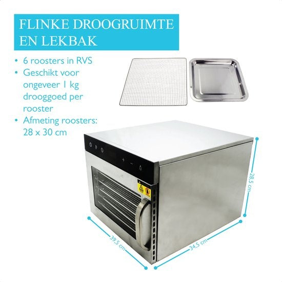 Wartmann 2206 DH Lebensmitteltrockner, Trockenschrank, Dehydrator, Edelstahl, 6-lagig.