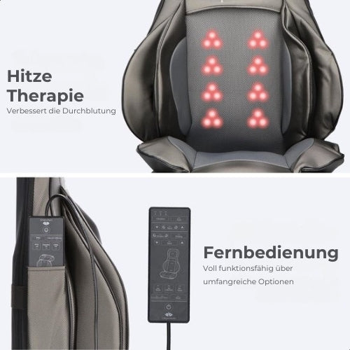Lifeproducts - Shiatsu-Massagesitz - mit Nacken-, Rücken- und Oberschenkelmassage - einstellbare Wärmefunktion - Schwarz