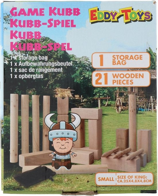 Eddy Toys Kubb Spiel - Kubb - Wikingerschach - Holz - mit Aufbewahrungstasche - klein