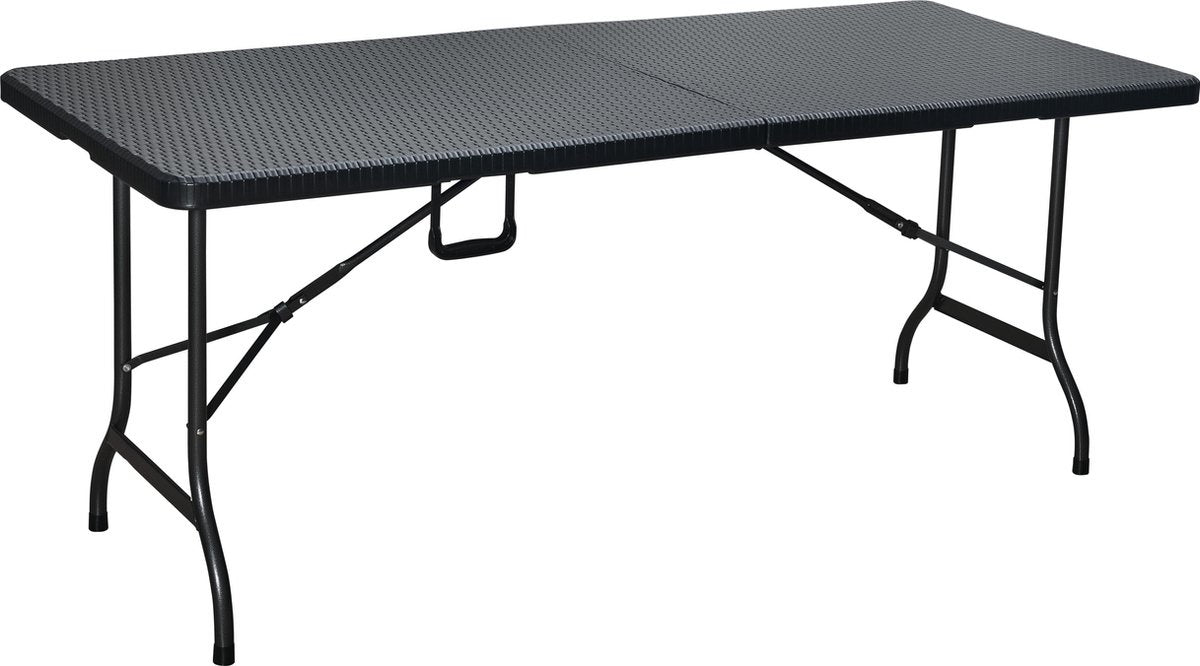 ERRO Klapptisch - Campingtisch - Klapptisch - Klapptisch - Wickerlook - 180x74cm - schwarz