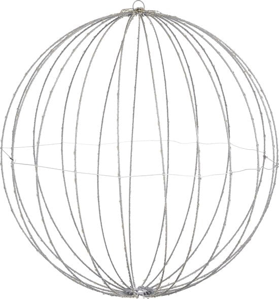 Luca Lighting Weihnachtslichtkugel mit klassisch weißen LED-Lichtern - Ø60 cm - Silber
