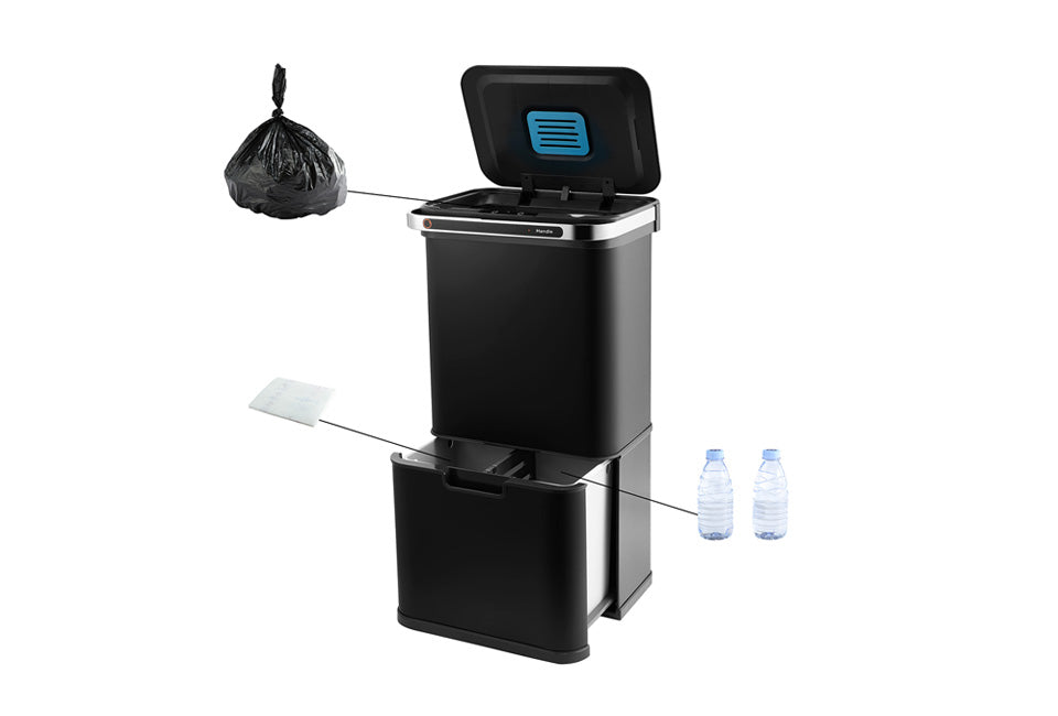 Home & Comfort 60L Eimer mit Sensor und Ozonsterilisation - Schwarz - 36x42x82cm