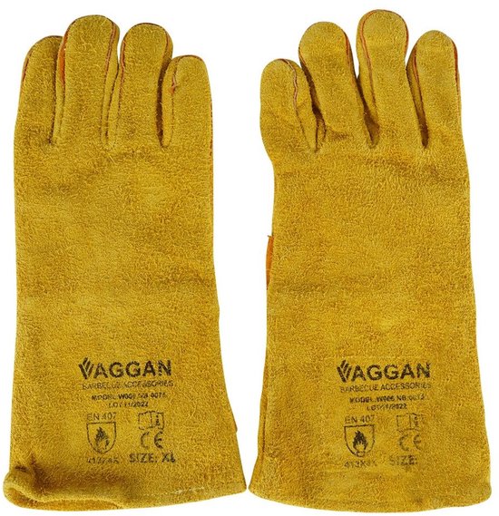 Vaggan Grillhandschuhe – Leder – kamelbraun – hitzebeständig bis 250 Grad