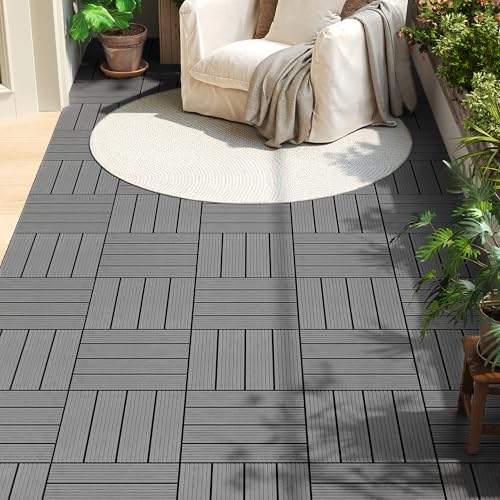 Woltu Outdoor-Terrassenfliesen 22 Stück Hellgrau 30 x 30 cm