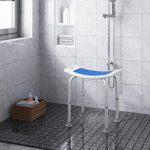 Eugad Duschsitz Verstellbar - Ergonomisch, Rutschfest, Aluminium - Silber