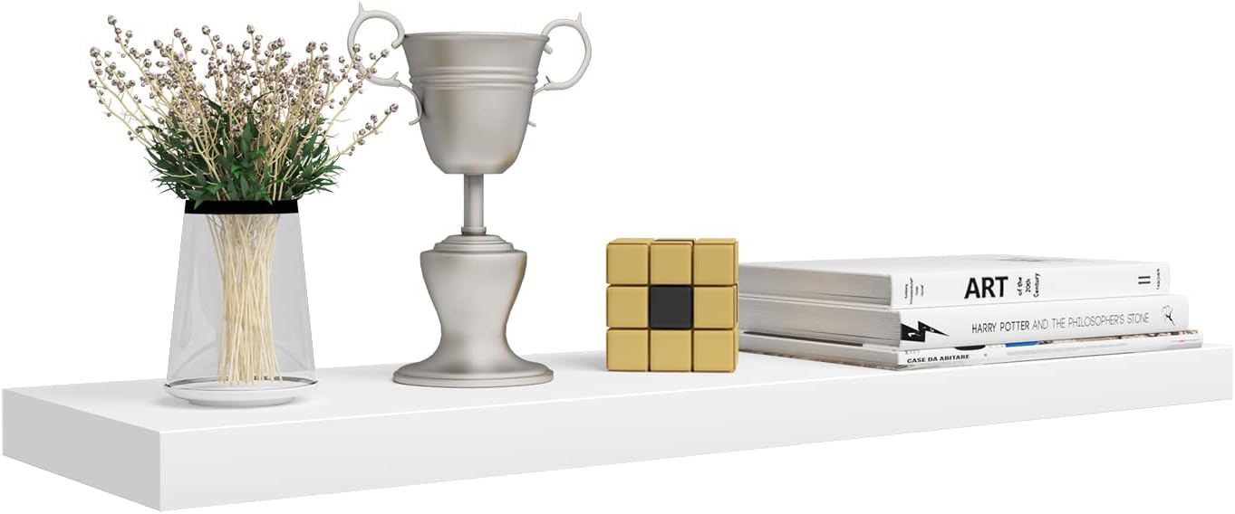 Woltu Schwebendes Wandregal MDF - 80 x 22,9 x 3,8 cm - Weiß - Modernes Wandregal für Wohnzimmer und Schlafzimmer