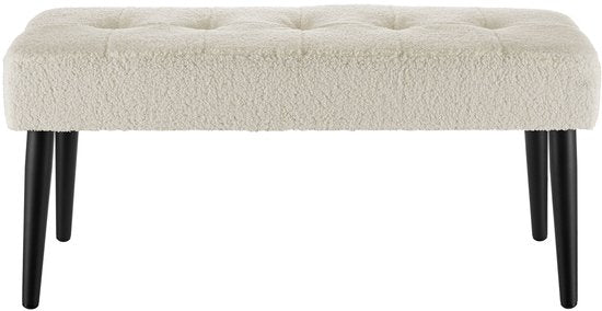 tectake® Gepolsterte Bank – 95 x 38 x 45 cm – Steppmuster – Belastbarkeit 220 kg – Sitzbank – Flurbank – Bank für Wohnzimmer, Schlafzimmer, Esszimmer – Bouclé, cremefarben