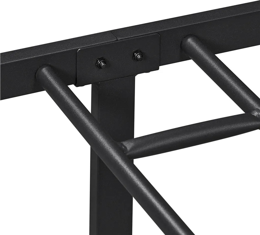 Yaheetech Metallbettgestell 140 x 200 cm – Schwarz – Doppelbett mit Lattenrost und hohem Kopfteil