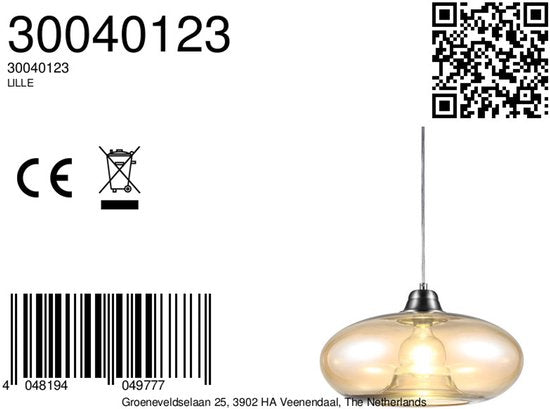Globo - Hängeleuchte - LILLE - bernsteinfarben - Glas - Ø 40cm - E27 - 30040123