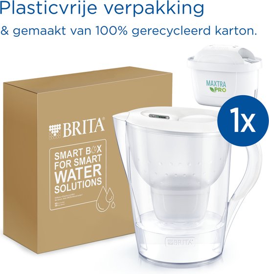 BRITA Wasserfilterkanne Marella XL – 3,5 l – Weiß – inkl. 1 MAXTRA PRO Pure Performance Wasserfilterkartusche – Nachhaltig verpackt