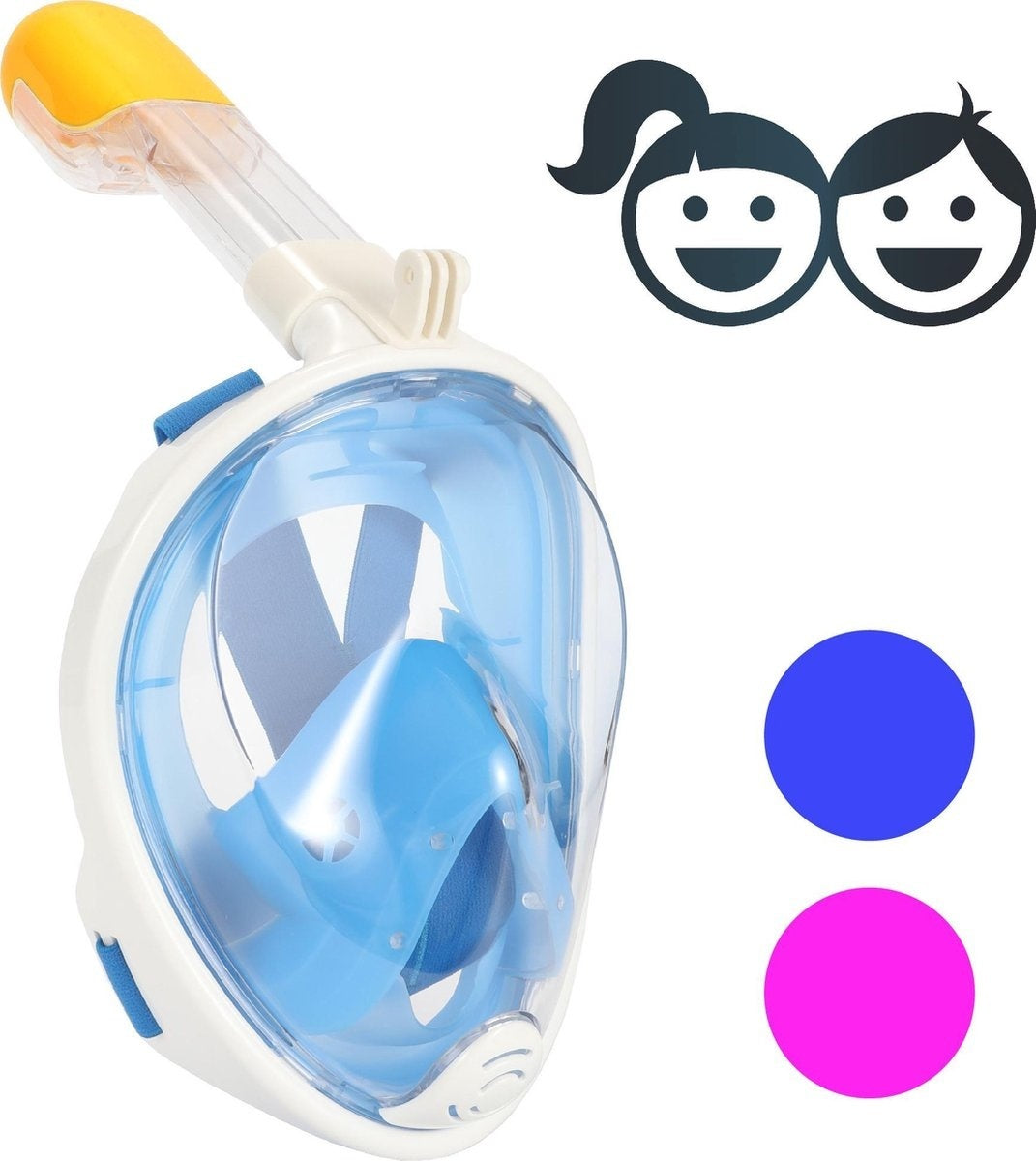 Gadgy Tauchmaske Full Face Kids - Maske mit Schnorchel - Schnorchelset Kids - Schnorchelmaske - Pink