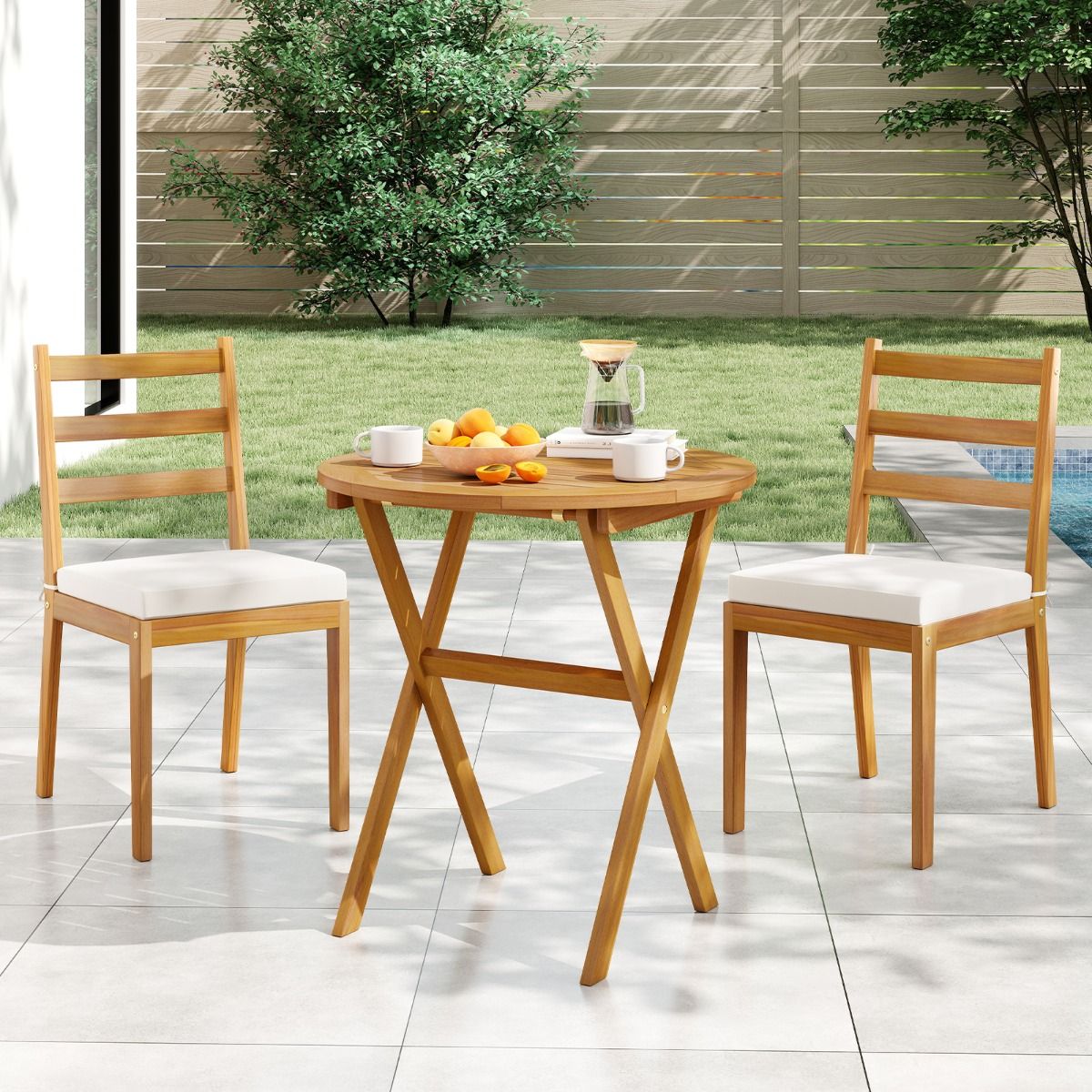 Coast runder Gartentisch – klappbar – Akazienholz – 67 cm – naturbelassen