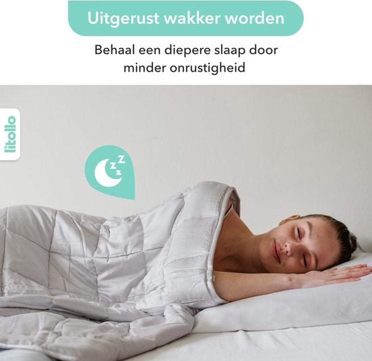 Litollo Beschwerungsdecke 10 kg mit weichem Überzug - Beschwerungsdecke - strapazierfähiges Bambusmaterial - Grau - 150x200cm