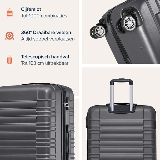 TRVLMORE - Kofferset - 2 Stück - 38L (Handgepäck) + 110L - Dunkelgrau