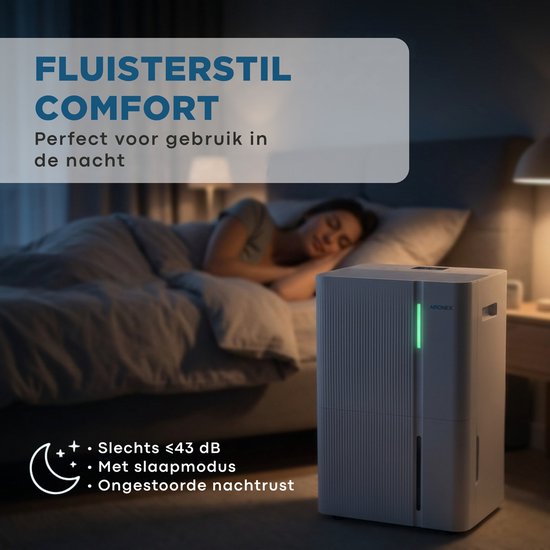Luftentfeuchter Aironex 30L - Entfeuchtet 30 Liter pro Tag - Geeignet für Keller, Wohnzimmer, Schlafzimmer und Badezimmer - Luftentfeuchter - Luftentfeuchter und Luftreiniger - Luftentfeuchter für das Schlafzimmer - Weiß - Dehumidifier