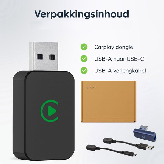 Skoov Wireless CarPlay & Android dongle - Bluetooth - Drahtlos - Empfänger - Kompakt - Inkl USB-C