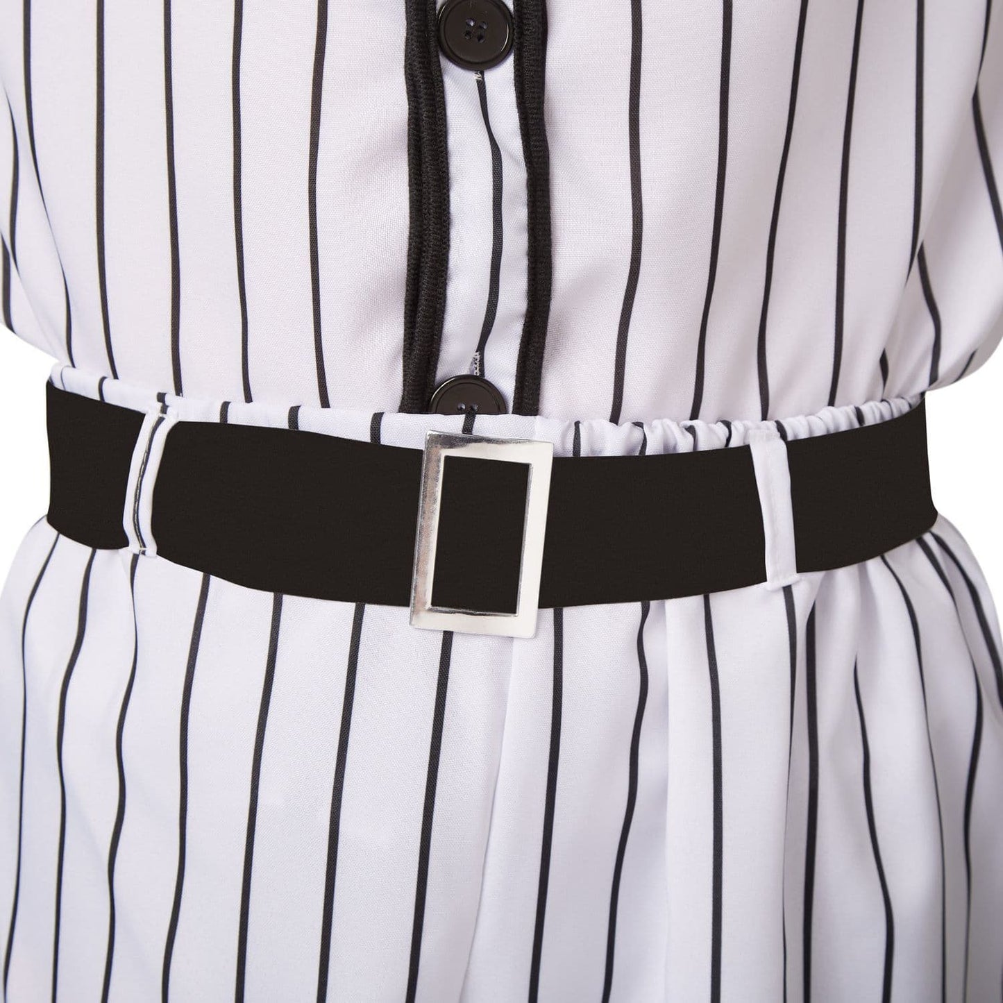 Baseball-Kostüm für Herren - Größe M - schwarz/weiß - bestehend aus Hose, Oberteil, Gürtel und Socken