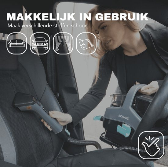 Achaté 5-in-1 Fleckenreiniger Pro - Dampf- und Heißwasserfunktion - 1300 W - 45,5 x 38,8 x 33 cm - Grau