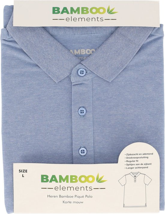 Bamboo Elements - Polo Shirt Herren - Hellblau M - Polo Herren - Kurzarm - Pique Stoff - T Shirt Herren - Bamboo
