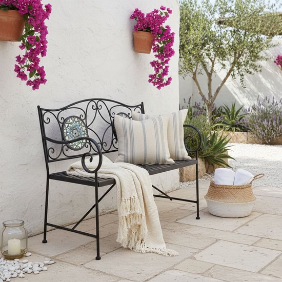 AXI Margot Mosaik-Gartenbank, mehrfarbig – Gartenbank aus Metall – 107 x 54 x 92 cm – Gartenbank für 2 Personen – Mosaik-Optik – Mit Keramikfliesen eingelegt – Für Garten, Terrasse und Balkon