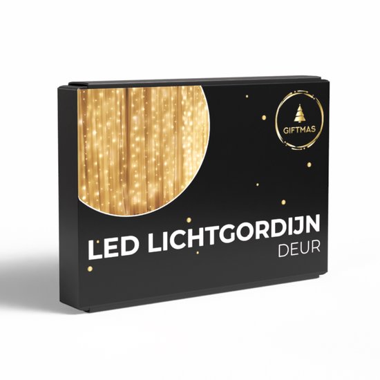 Giftmas Lichtvorhang - 200 LEDs Warmweiß - 1x2M - Für Tür oder Durchgang - Innen und Außen - Fernbedienung - Stimmungsvolle Lichter