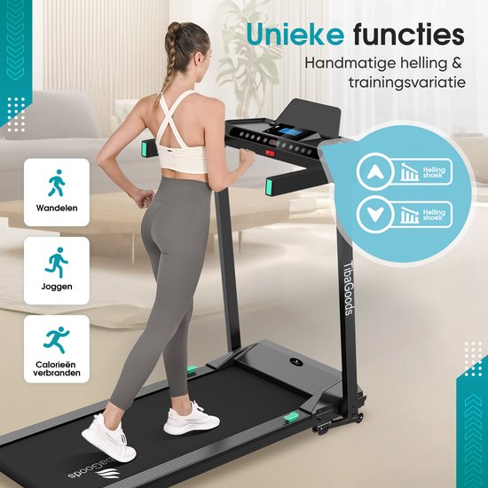 TibaGoods Elektrisches Laufband - Walking Band - Heimtrainer - klappbar - 9% manuelle Steigungsfunktion - 12 Programme - Sport - 1 bis 12 kmh - Walking Pad - Für Zuhause