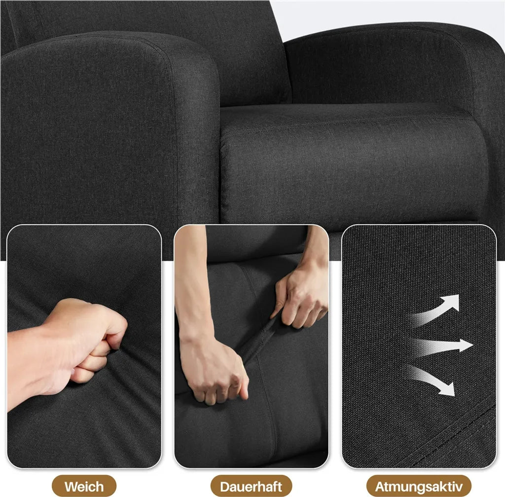 Yaheetech Relaxsessel – Schwarz – 87 x 61,5 x 99 cm – Verstellbarer Liegesessel mit Fußstütze