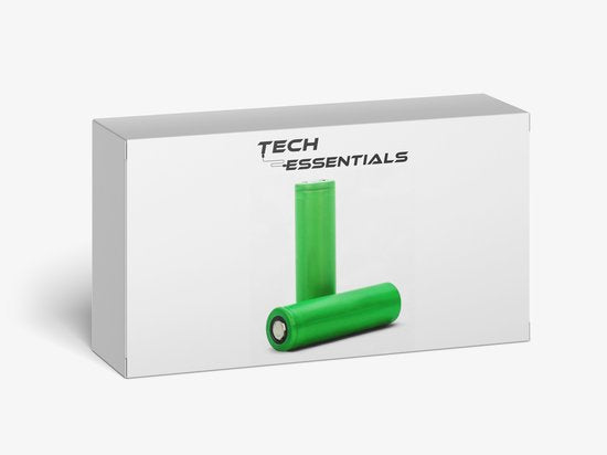 Tech Essentials 18650 wiederaufladbarer Li-Ionen-Akku – 2500 mAh, 3,7 V, 5 A – Lithium – Halterung – Akku – 2er-Pack