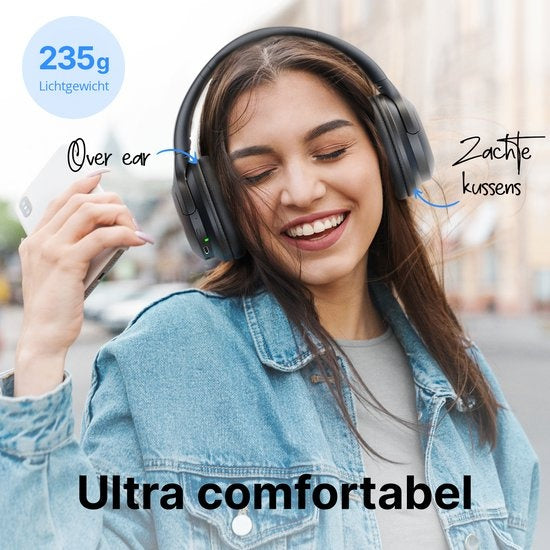 Unitone - Focus Kopfhörer Wireless - Aktive Geräuschunterdrückung - Over-Ear - Geeignet für Apple & Android - schwarz