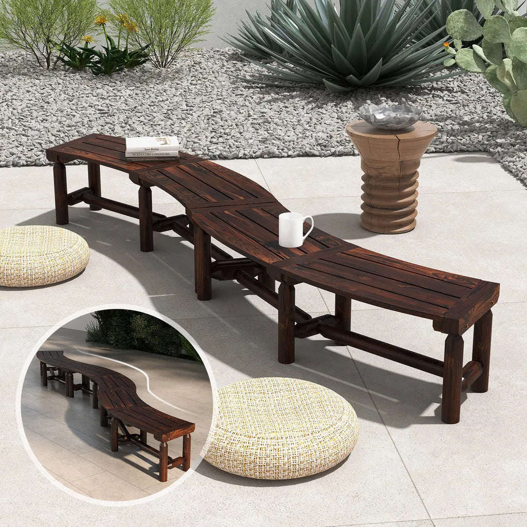 Coast Gartenbank 2-3 Personen - Gebogen - Holz - Wetterfest - Verstärkt - 139 x 36 x 41 cm - Braun