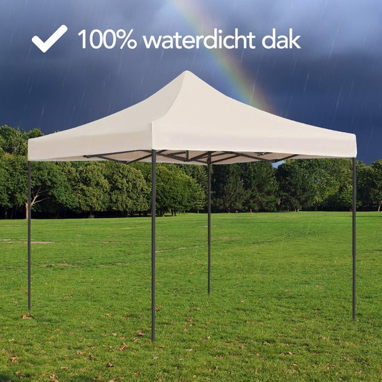 Brixy Partyzelt - faltbar - leicht aufbaubar - 3x3m - wasserdicht - Pavillon - inkl. Tragetasche - Creme