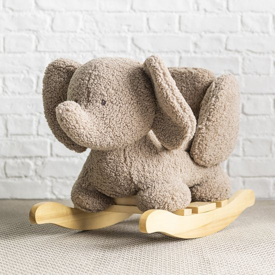 Nattou Teddy Elefant Schaukelpferd - Schaukeltier mit weichem Sitz 59 x 45 cm - Taupe