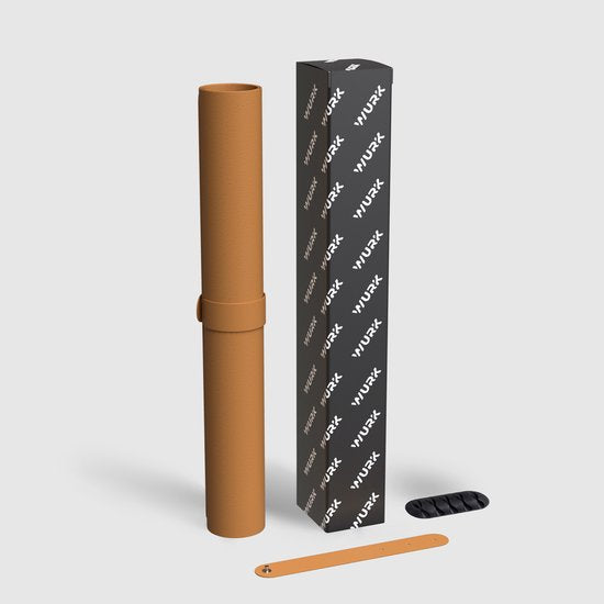 WURK Professional Schreibtischunterlage Kunstleder - Schreibtisch-Organizer - Schreibtischunterlage - Schreibtischzubehör - Mauspad XXL- Inklusive Kabelclip - 120x60 - Cognacbraun