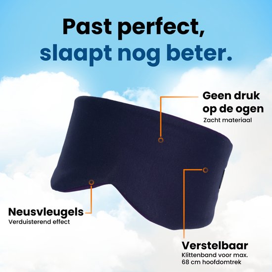 PurelyGoods® Schlafmaske - Augenmaske - Verdunkelung - Männer und Frauen - Baumwolle - Dunkelblau