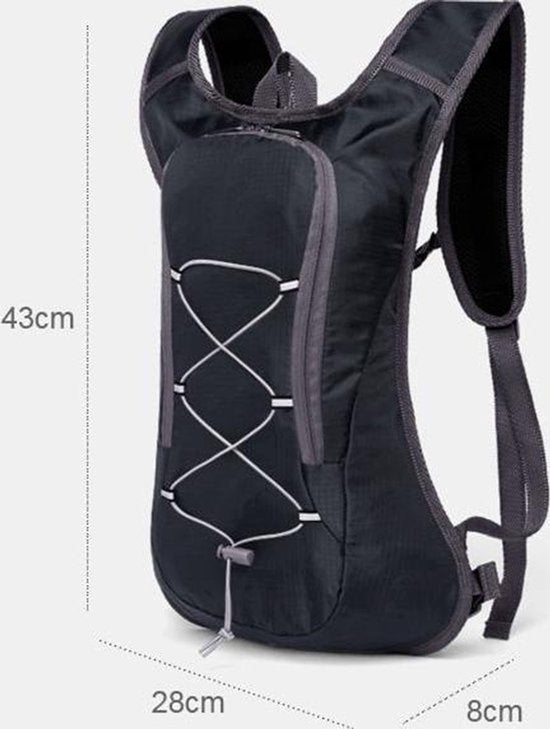 Trinkrucksack mit Trinksystem - Inklusive 2-Liter-Wasserbeutel - Schwarz