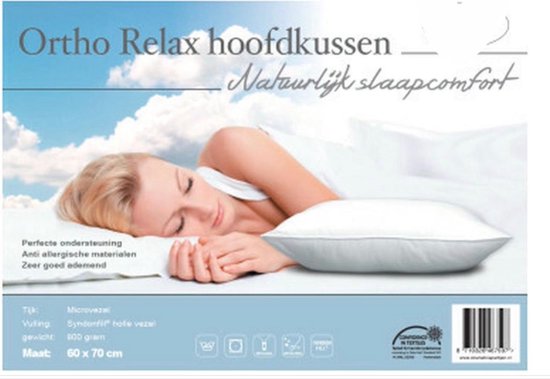 Ortho Relax – Kopfkissen – Kopfkissen in luxuriöser Hotelqualität – Antiallergie-Kissen – Kopfkissen bei Nackenbeschwerden – Schlafkissen – 60 x 70 cm – 1 Stück