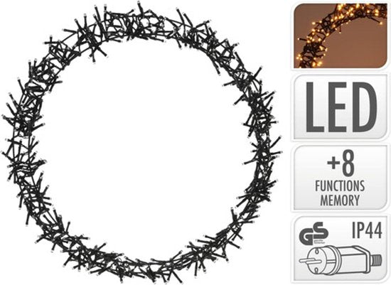 H&S Weihnachtskranz - Ring - Ø48cm - 400 Leds - 8 Einstellungen - Extra Warm White