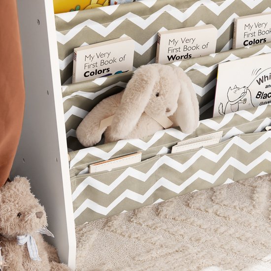 SoBuy KMB50-HG Kinderbücherschrank – Grauer Holzverbundwerkstoff mit 7 Fächern