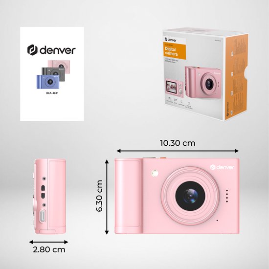 Denver - DCA4811P - Digitalkamera - Full HD - 48MP - Foto & Video - Rosa