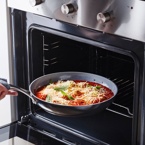 Greenpan Venice Pro Aluminium Bratpfanne Ø 28cm - PFAS-frei - Induktion - Backofenfest bis 220°C - Spülmaschinenfest - Schnelles Erhitzen - Griffe aus Edelstahl - Schwarz