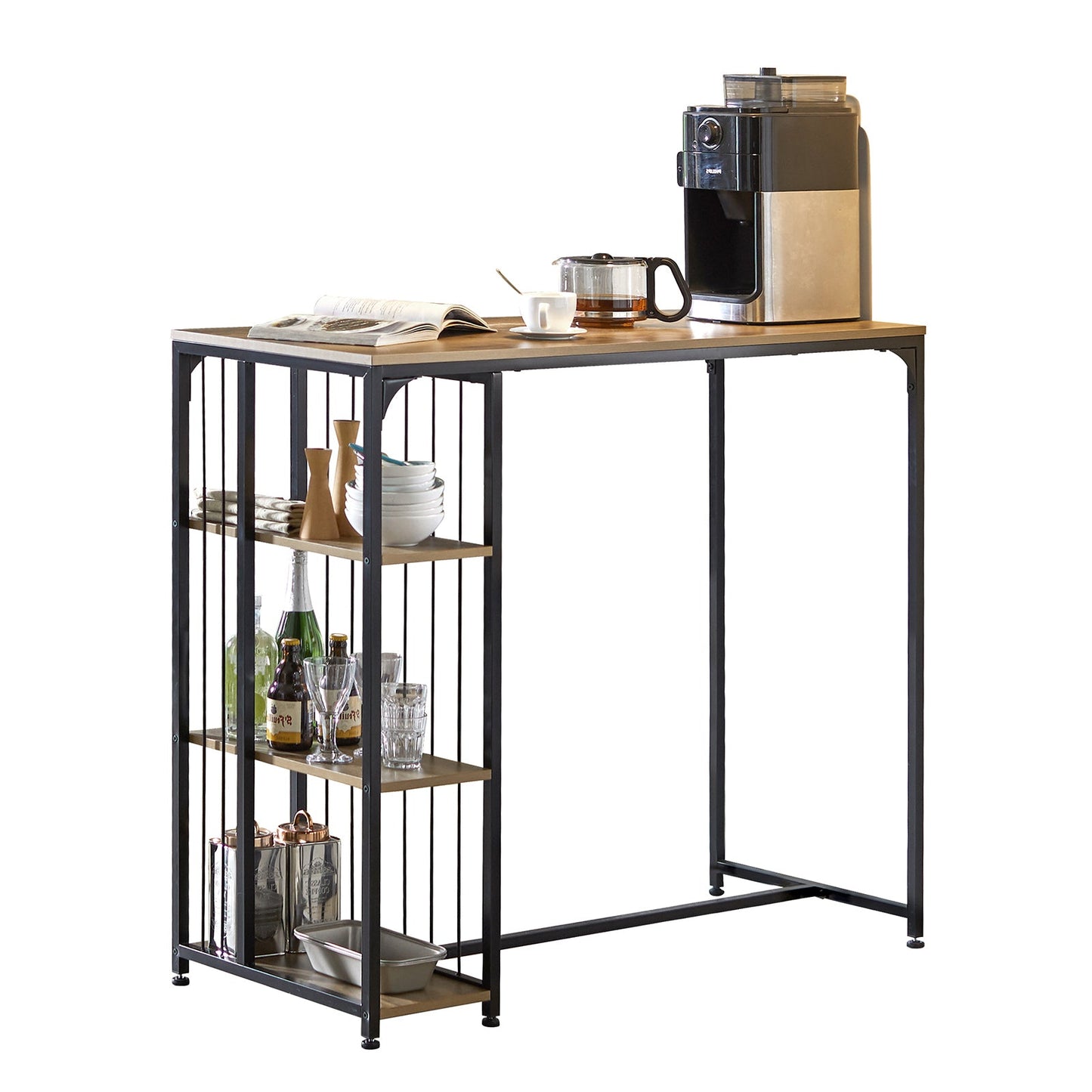 SoBuy Hoher Esstisch FWT84-PF - 3 Ablagen - 115 x 50 x 107 cm - Industrie
