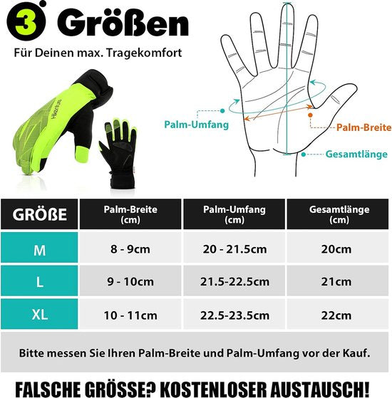 HIKENTURE Winterhandschuhe, wasserdichte Winterradhandschuhe für Damen und Herren, winddichte Skihandschuhe, Radhandschuhe gefüttert mit Langlaufgel, Damen, Herren, Outdoor-Thermo-Wanderhandschuhe