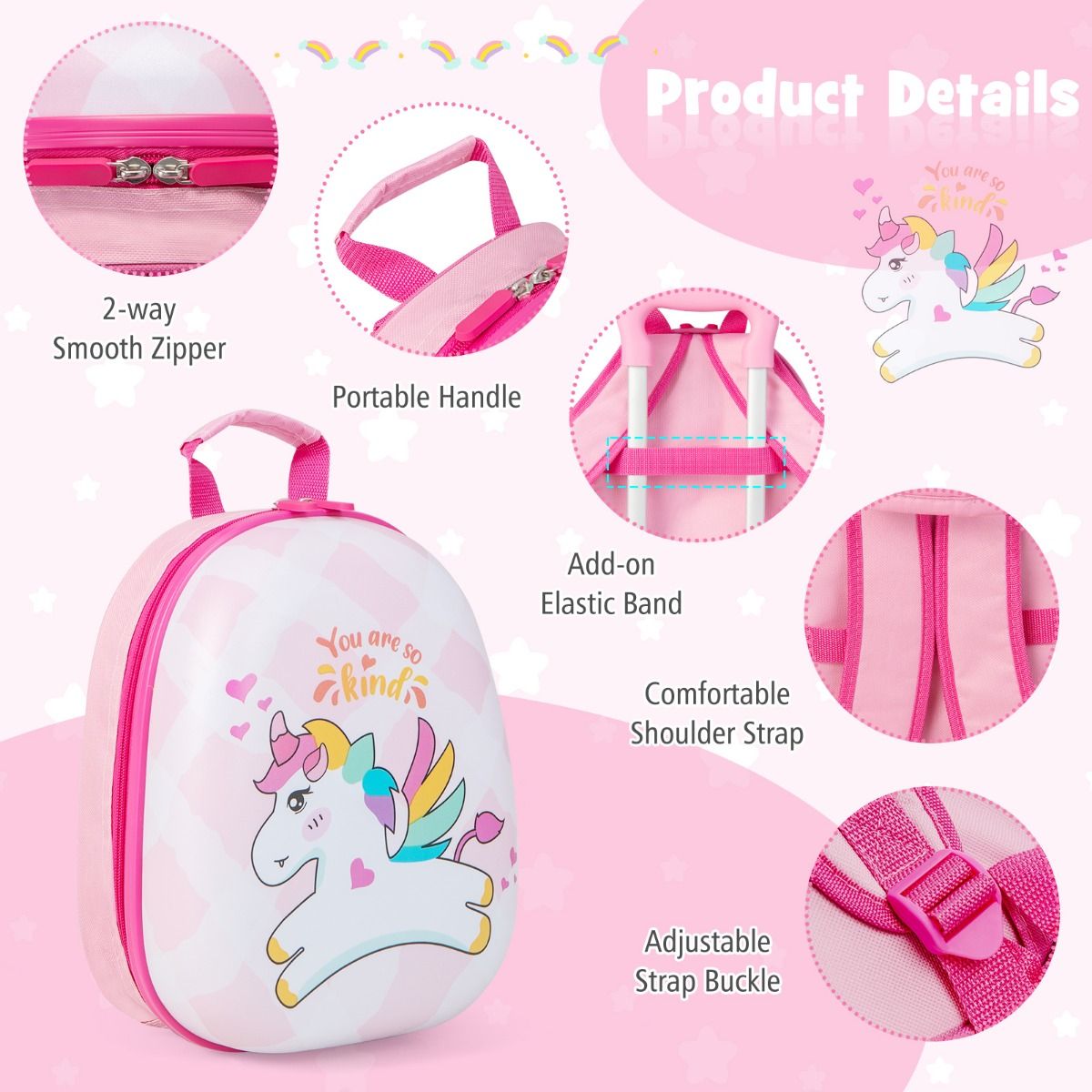 Coast Kinderkoffer mit Rucksack - 2-teilig - 32 x 22 x 40 cm - Einhorn