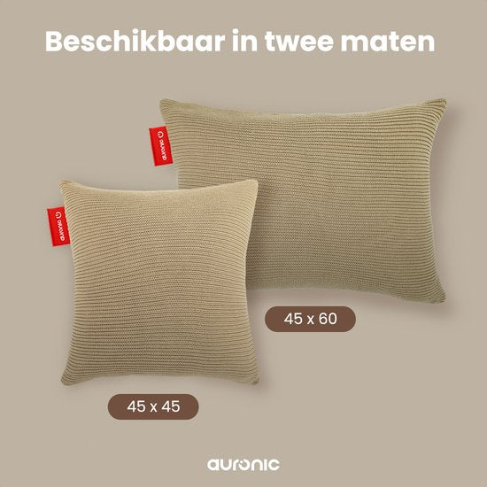Auronic Wärmekissen - Gestrickt - 45x60 CM - Wärmekissen Kabellos - Wiederaufladbar - Elektrisches Kissen - Infrarot - Taupe